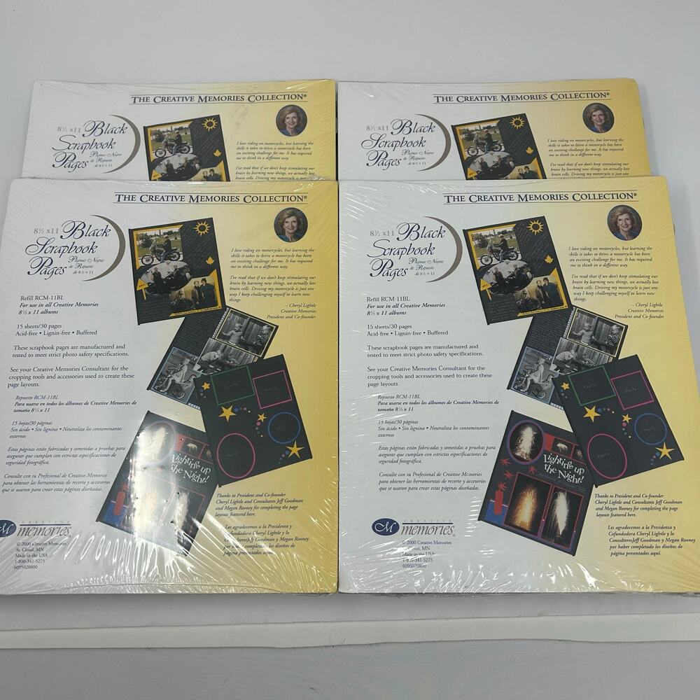 Lot 4 Creative Memories NIP Black Scrapbook Pages 8 1/2X11 Refills Scrapbooking